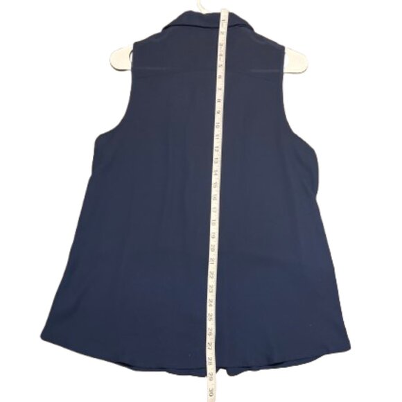 💙 BCX Navy Sleeveless Button-Front Top – Size L - Picture 4 of 8